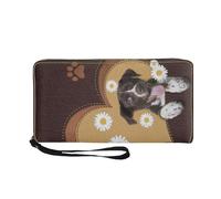 COEQINE Dog Daisy Wallet Women Boho Flower with Chain Lightweight Coin Purse Pocket Waterproof Cellphone Case with Wristlet Strap for Clutch