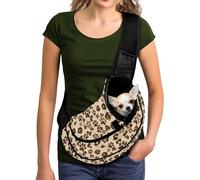 COEQINE Dog Sling Carrier 15-20 Lbs, Bohoo Flower Paw Print Carrier Sling Pouch Lightweight Hands-Free Adjustable Shoulder Strap Travel Walking Purse Satchel for Small Pets Walking Night