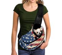 COEQINE Dog Sling Carrier for Small Dogs Lightweight Vintage American Flag Pet Purse Pouch With Safety Hook Travel Bag