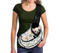 COEQINE Dog Sling For Medium Dogs Dinosaur Cartoon Commute Ready Pet Carrier Shoulder Bag Hands-Free Adjustable Strap Purse for Women Travel Breathable Mesh Bag for Subway Bus Work