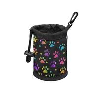 COEQINE Dog Training & Behavior Aids,Black Paw Print Dog Treat Pouches For Pet Training Drawstring Dog Treat Container Pet Food Organizer For Puppy Great Gift for Pet Dog Owners
