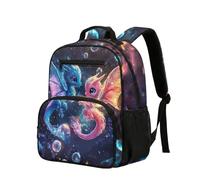 COEQINE Dragon Backpack for Kids Preschool Backpacks for Girls 3-5 with Front Pocket Cute Galaxy Dark Blue Preschool Bookbag 34.2 cm Comfortable Kids School Bag Great for Toddlers First Grade