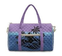 COEQINE Duffle Bag Women Hawaii Waves on Purple Blue Gradient Quilted Tote
