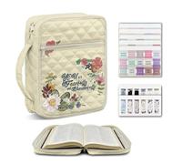 COEQINE Faith Scripture Floral Quilted Bible Cover Case for Women Scripture Quilted Tote Bags for Womens Girls with Bible Tabs for Study Bible fit 25 x19x5.5 cm