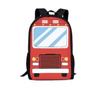 COEQINE Firetruck Backpack Toddler Boys Girls Red Cartoon Backpack Small Kids 7-8 School Boys Preschool Elementary Middle High School Teens Shoulder Bag