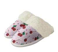 COEQINE Fluffy Slippers Women Memory Foam Indoor Cherry Dot Pink Cozy & Stylish Comfy Slipper Women Men Cloud Shoes Warm House Shoes