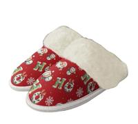 COEQINE Fluffy Slippers Women Size 3 Christmas Lightweight Winter House Shoes Womens Santa Claus Red Snowman Hohoho Printed Ladies Home Shoes Non Slip Warm