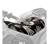 COEQINE Four Wheeler Seat Cover Padded Black Skull Hand Bone Gothic Print Atv Cover Heavy Duty Elastic Polyester Fabric Waterproof Soft Anti-Slip for Rancher, 25X64CM