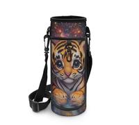 COEQINE Galaxy Tiger Water Bottle Holder for Kids with Shoulder Strap Lightweight Festival Water Bottle Carrier Bag with Phone Case Travel Sling Bag for Boys Adult Bike Sling Shoulder Bag