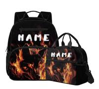 COEQINE Galaxy wolf Kid Bookbag With Lunch Box Girl Set Custom Name Backpack for Girls with Water Bottle Pocket and Front Zipper Pocket Elementary Primary Bookbag Diaper Bag Backpacks