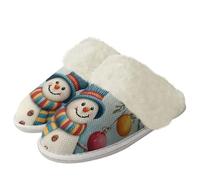 COEQINE Generic Halloween Christmas Holiday Men Womens Slipper On Slippers,Snowman Blue House Shoes for Indoor and Outdoor Soft Warm Fluffy Fit Casual Footwear Size 36-47