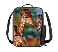 COEQINE Giraffe Pattern with Lunch Box Insulated Lunch Bag for Kids School Lunch Food Bag Thermal Cooler Bag with Zipper Closure with Side Pocket