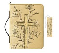 COEQINE Gold Bible Case for Women Study Bible Covers Bag for Travel Waterproof Leather Book Tote Handbag for Protector for Book Lovers Portable Slim Waterproof Bookmark Set Size 2XL