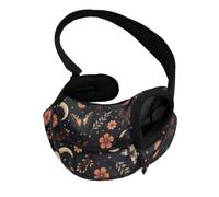 COEQINE Goth Butterfly Flower Hands-Free Front Facing Cat Carrier Sling Dark Botanical Small Cats Mystic Walk Breatheable Soft Pouch and Tote Design Satchel