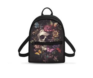 COEQINE Gothic Womens Backpack Purse Small Size Cute Floral Butterfly Cute Bookbag for Travel College Portable Lightweight Daypack for Daisy Shopping