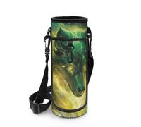 COEQINE Green Wolf Water Bottle Cover Sleeve for Kids Adult Insulated Water Bottle Carrier Bag Case Pouch Cover with Adjustable Shoulder Strap School Phone Pouch Sling Bag for Gym