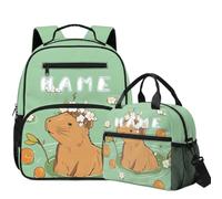 COEQINE Guinea Pig Girl Back Pack With Lunch Box Set for Toddler Personalized Backpack for Kids, Preschool Backpacks with Lunchbox with Side Pocket Toddler Kindergarten School Bookbag Set