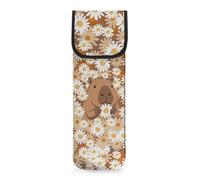 COEQINE Hair Tools Bag Floral for Women Cute Capy Daisy Print Curling Iron Case Flat Organizer