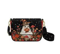 COEQINE Halloween Purses For Women Leather Tote Shoulder Handbag with Strap Witchy Ghost Mushroom Printed Crossbody Bag for Woman Large Bucket Purse for Womens Coin Wallet Organizer Waterproof