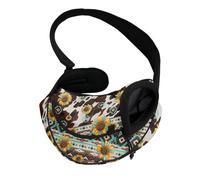COEQINE Hands-Free Aztec Sunflower Cow Print Front Facing Cat Sling Tribal Fusion Lock Clips Small Cats Festival