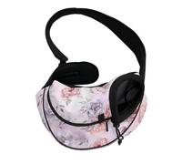 COEQINE Hands-Free Pink Vintage Rose Front View Cat Carrier Sling Victorian Elegance Breathable Small Cats Cafe Date