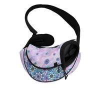 COEQINE Hands-Free Purple Bohemian Flower Front View Cat Carrier Sling Artistic Escape Proof Small Cats Market Day