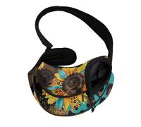 COEQINE Hands-Free Sunflower Green Leopard Print Front Facing Cat Sling Wild Botanic Lock Clips Small Cats Nature Trail