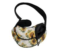 COEQINE Hands-Free Sunflower Retro Vintage Front View Cat Carrier Sling Antique Floral Soft Lining Small Cats Tea Party