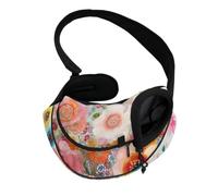 COEQINE Hands-Free Vintage Pink Floral Retro Front View Cat Carrier Sling Shabby Chic Comfort Small Cats Crossbody Shoulder Bag for Women Purse