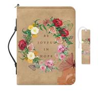 COEQINE He Reads Truth Bible Cover for Men Leather Brown Be Joyful in Hope Bible Cases for Women with Handles Waterproof Bookmarks Church Protector Bible-Bags Medium Size 11.8x8.7x2.4 Inch