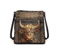 COEQINE Highland Cow Tote Bag for Women Large Capacity Crossbody Bags for Woman Waterpoof Anti Lost Shoulder handbag Aesthetic