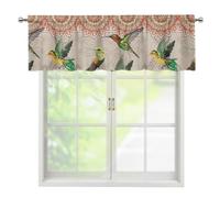 COEQINE Hummingbird Tribal Pattern Curtain Vanlance Road Pocket Short Window Valance Curtains for Kitchen Living Room