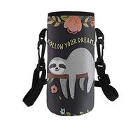 COEQINE Insulated Neoprene Water Bottle Carrier Holder Bag Adjustable Shoulder Strap Print Cute Sloth for Adult Kids Walking Hiking Stainless Steel and Plastic Bottle