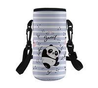 COEQINE Insulated Water Bottle Holder with Adjustable Shoulder Strap Portable Bottle Carrier Bag Case Pouch Cover for School Walking Gym Travel Hiking Print Cute Panda for Kids Adult