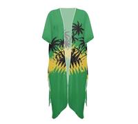 COEQINE Jamaica Flag Theme Beach Wrap Skirt Plam Tress Chiffon Bikini for Beach Wrap Skirt