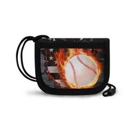 COEQINE Kid Wallet Boy Baseball Trifold Wallet with Coin Pocket Travel Neck Wallet for Men with Zipper Small Coin Wallet for Sport Anti Lost Portable Wallet Lanyard for Birthday