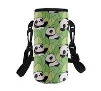 COEQINE Kids Adult Print Water Bottle Carrier,Insulated Neoprene Water Bottle Holder Bag Case Pouch Cover Print Cute Panda Adjustable Shoulder Strap for Stainless Steel Plastic
