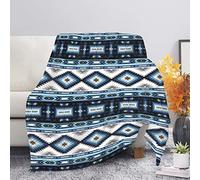 COEQINE Kids Fleece Blanket Soft Cozy Throw Blanket for Couch Bed Living Room Lightweight Flannel Blanket Design Aztec Blue Western