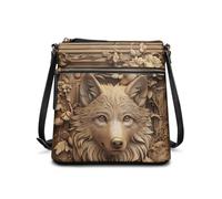 COEQINE Ladies Wolf Tote Bag for Women Leather Brown Crossbody Bags Travel Work Tote Bags Waterproof Bucket Handbag Purses Shopping Office School Rugged And Stylish
