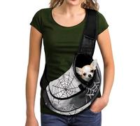 COEQINE Large Capacity Pet Carrier Sling Bag Goth Spider Web Print Reversible Crossbody Purse for Dogs and Cats Small Pouch Drawstring Dog Papoose Non-Anxiety