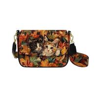 COEQINE Large Leather Tote Bag for Women Work Cat Crossbody Bag Stylish Shoulder Handbag with Multiple Pockets for Halloween