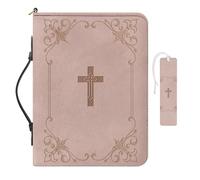 COEQINE Leather Bible Covers for Women Waterproof Bookmarks Set 2 Pcs,12.6x9.1x2.8in Cross Bible Case for Woman with Hnadles Book Supplies Carrying Bag Tote Travel Tote Handbag for Ladies,Lily Flowers