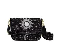COEQINE Leather Crossbody Purses For Women Goth Purses Shoulder Bag for Woman with Zipper Black Cell Phone Zipper Pouch with Guitar Strap Clutch Handbag for Daily Shopping