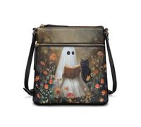 COEQINE Leather Purses For Ladie Large Tote Bag Ghost Witch Halloween Bucket Bag Leather Shoulder Bag Supernatural Inspired Trendsetter
