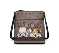 COEQINE Leather Purses For Women Large Tote Bag Poodle Puppy Brown Bucket Bag Leather Shoulder Bag Elegant Dog Lovers Choice