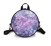 COEQINE Leather Satchel Bags for Women Work Travel Cute Purple Horse Circular Crossbody Shoulder Purses for Woman Waterproof Cell Phone Case with Adjustable Strap