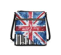 COEQINE Leather Tote Bag for Women Large Capacity Soft Crossbody Bags Vintage Floral Pastel Union Jack with Zip Bucket Bag Purses