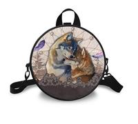COEQINE Leather Tote Bag for Women Waterproof Wolf Dream Catcher Pattern Crossbody Purse Large Capacity Leather Shoulder Bag With Strap Cell Phone Handbag