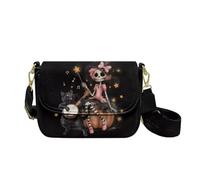 COEQINE Leather Totes Crossbody Shoulder Purse for Women Cute Cat Sling Handbag with Strap with Back Zipper Pocket for Travel Halloween Purses for Woman Guitar Strap