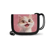 COEQINE Light Pink Wallet Keychain Holder for Kids 5-7 Toddler Little Girls Travel Portable Cute Cats Wallet Purse for Coins Birthday Back to School Sport